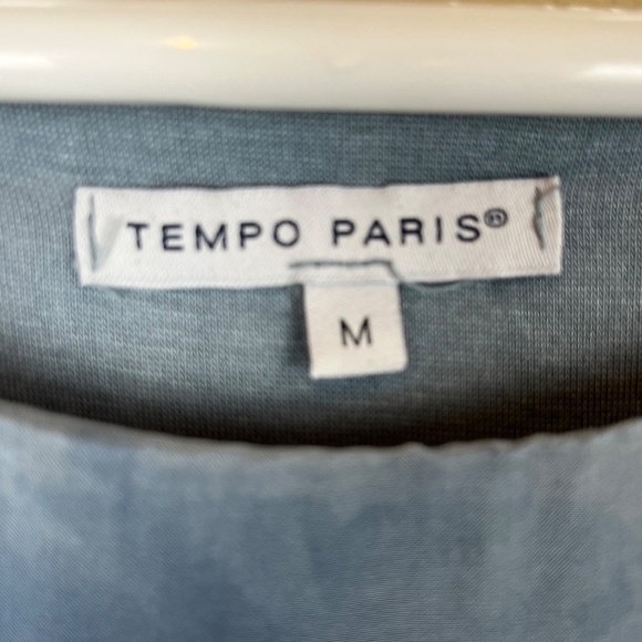 Tempo Paris Blue/White Ombré Asymmetrical Sheer Blouse with Cami; Size M - Picture 5 of 9